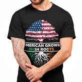 American Grown Irish Roots Flag Ireland St Patrick's Day T-Shirt